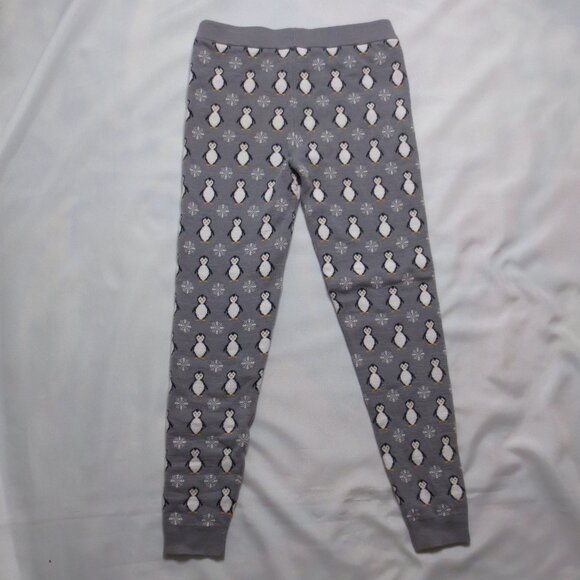 SWEATER PROJECT womens LEGGINGS gray PENGUIN pants WHITE snowflake SIZE M - Picture 8 of 8